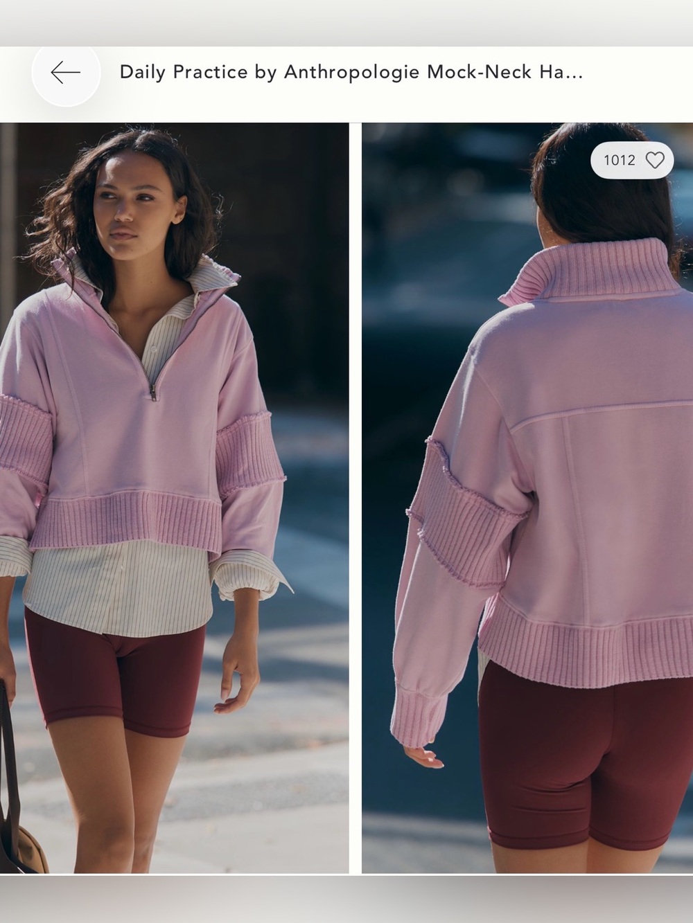 Daily Practice By Anthropologie Mock Neck Half Zip Pink Pullover